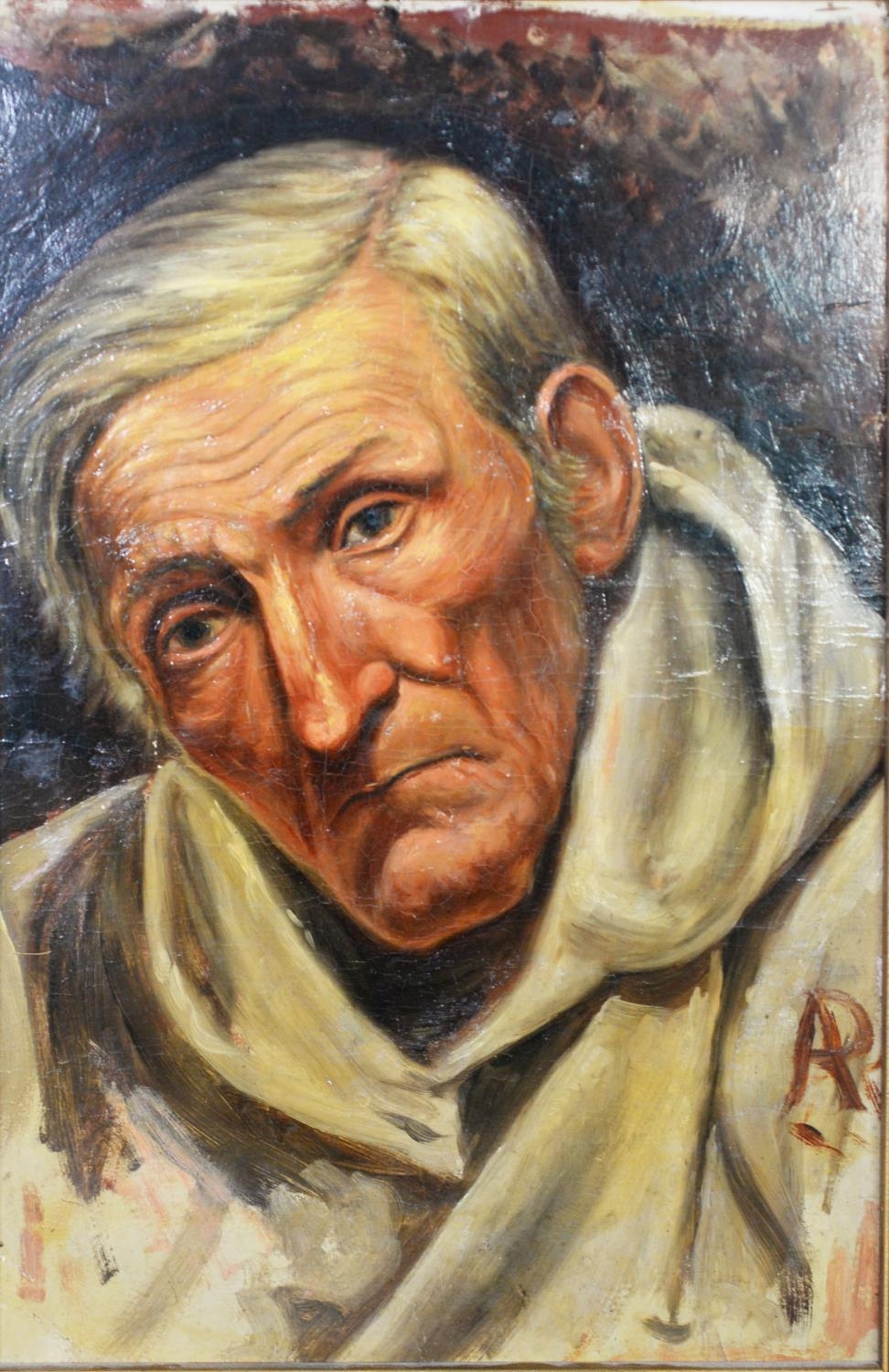 UNATTRIBUTED OIL PAINTING ON BOARD Portrait of a Monk 18in x 11 3/4in (46 x 30cm)