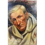 UNATTRIBUTED OIL PAINTING ON BOARD Portrait of a Monk 18in x 11 3/4in (46 x 30cm)