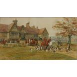 GEORGE GOODWIN KILBURNE R I., RBA (1839-1924) WATERCOLOUR A hunt thronged with figures and hounds