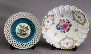 19TH CENTURY MEISSEN ROCOCO CHARGER, with scalloped edge and polychrome floral decoration to the