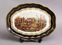 19TH CENTURY VIENNA PORCELAIN TETE A TETE TEA TRAY, the hand-painted reserve describing a scene of