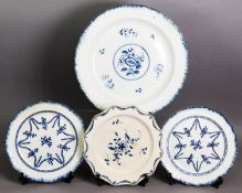 NINETEENTH CENTURY BLUE AND WHITE PEARLWARE POTTERY PLAQUE OR CHARGER, of typical form with