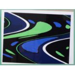 CARINO ARTIST SIGNED LIMITED EDITION COLOUR PRINT Abstract in blue, white and green (10/1450) 15”