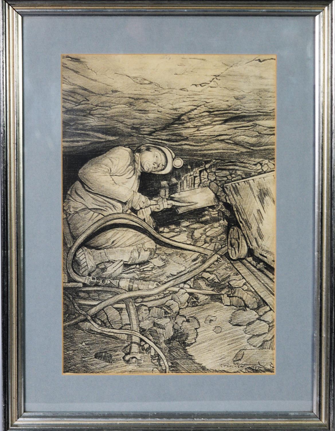 RODERICK B THACKRAY (Twentieth Century) FOUR PENCIL DRAWINGS Coal Mining subjects Each signed, three - Image 2 of 8