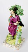 LATE 18th CENTURY STAFFORDSHIRE PEARL WARE FIGURE - ELIJAH, depcited with two black birds,