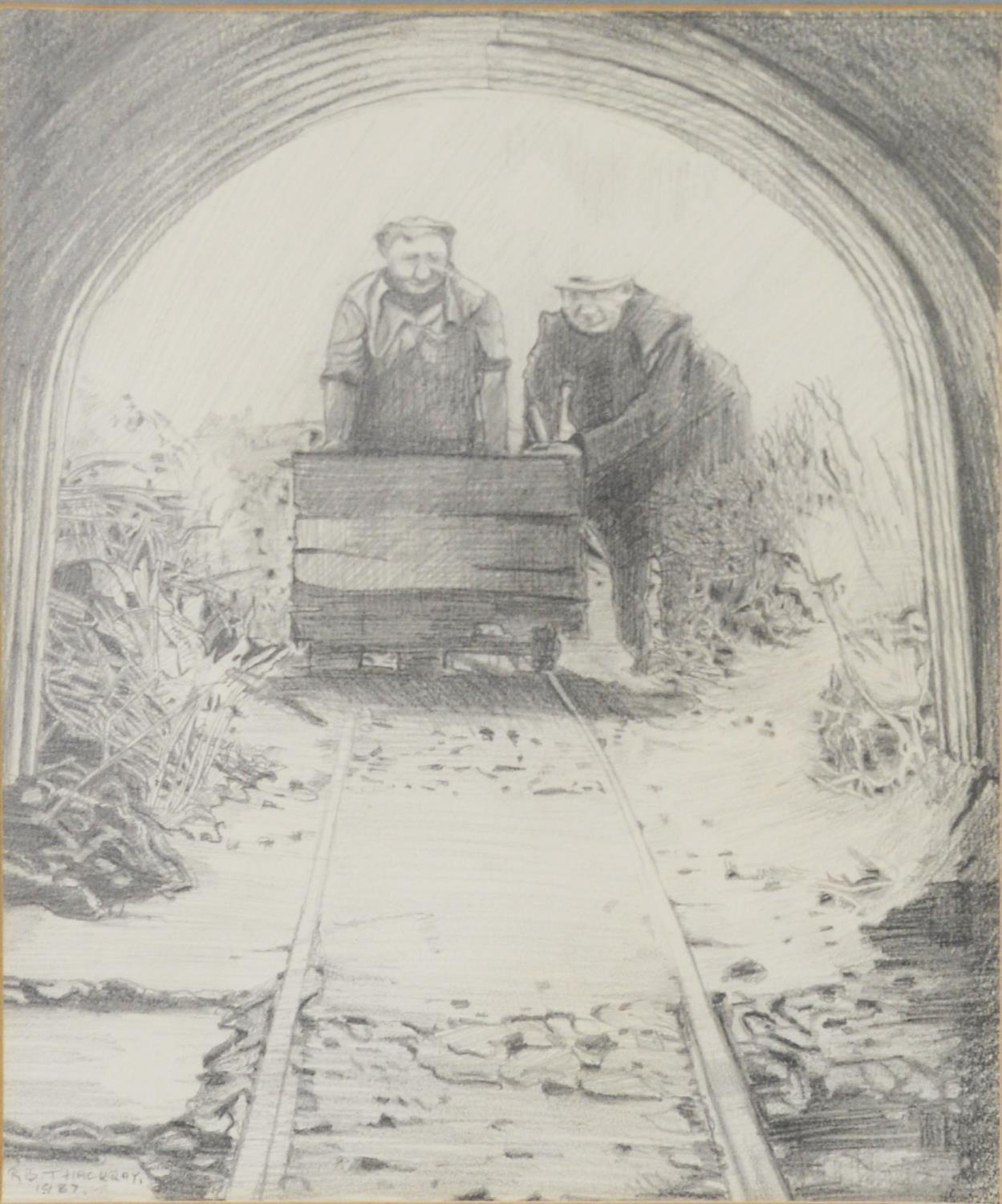 RODERICK B THACKRAY (Twentieth Century) FOUR PENCIL DRAWINGS Coal Mining subjects Each signed, three - Image 8 of 8