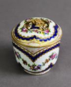 18TH CENTURY SEVRES PORCELAIN LADY'S DRESSING TABLE POT AND COVER, with subsidiary lid set in the