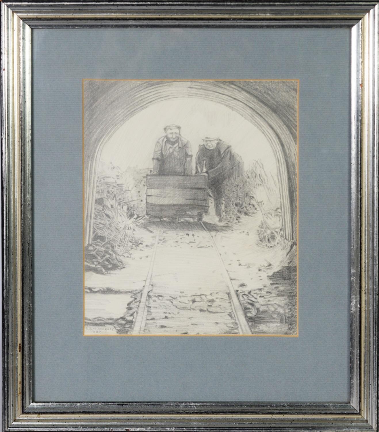RODERICK B THACKRAY (Twentieth Century) FOUR PENCIL DRAWINGS Coal Mining subjects Each signed, three - Image 7 of 8