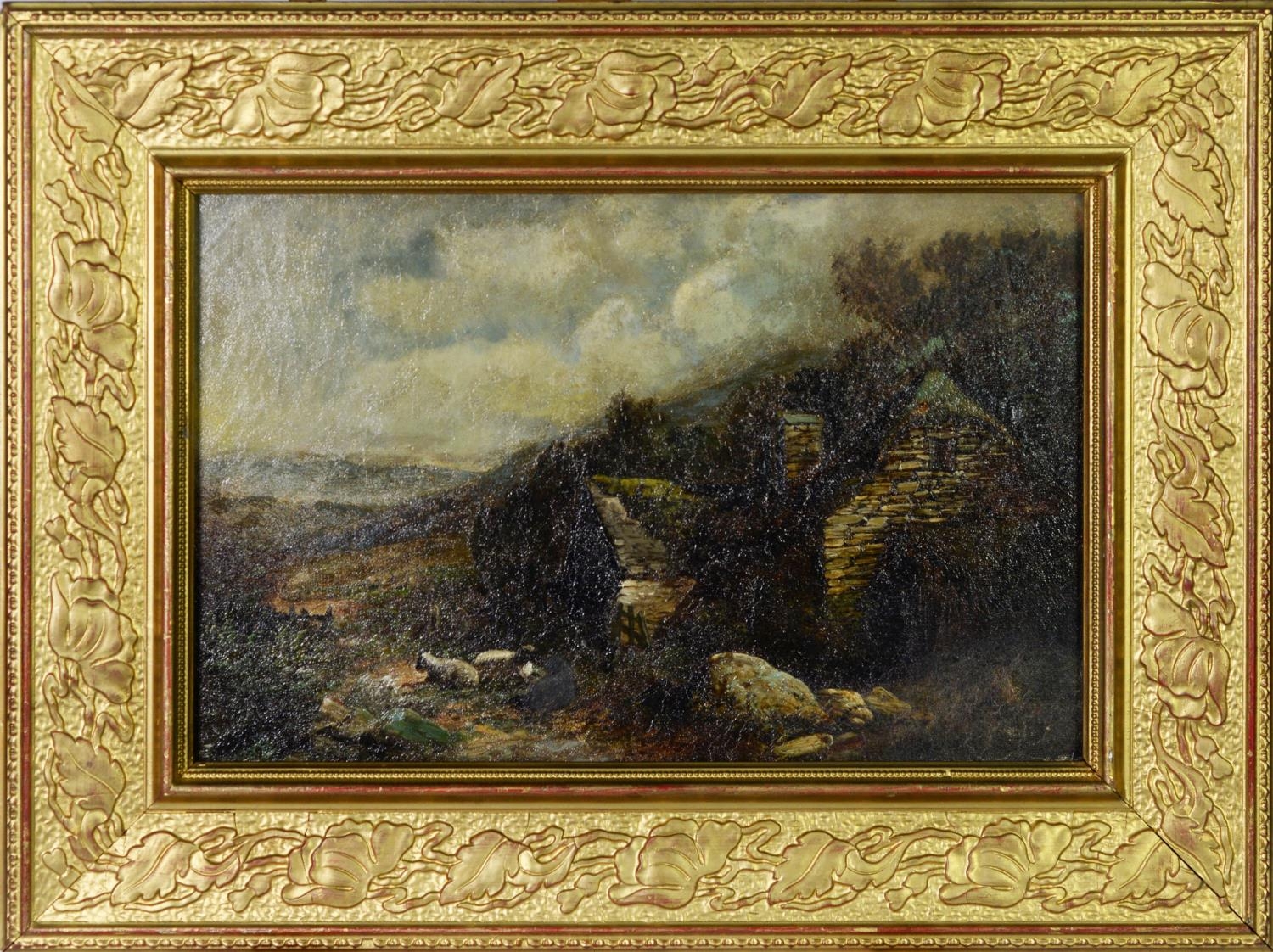 BRITISH SCHOOL (Nineteenth Century) OIL PAINTING ON CANVAS 'A Welsh Farm' Unsigned, titled on the - Image 2 of 2