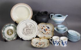 COLLECTION OF NINETEENTH CENTURY AND LATER WEDGWOOD POTTERY, comprising: BLACK BASALT TEAPOT AND