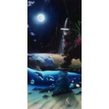 WYLAND ARTIST SIGNED LIMITED EDITION COLOUR PRINT Underwater scene with porpoise and exotic fish (