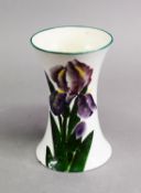WEMYSS POTTERY IRIS PATTERN WAISTED SLEEVE VASE, with hand painted decoration and with impressed