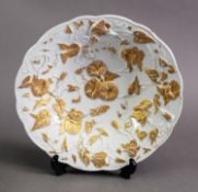 19TH CENTURY MEISSEN PORCELAIN MOULDED WALL CHARGER, with 'Morning Glory' vines and blooms