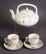 BELLEEK FIRST PERIOD (1863-1891) PART TETE A TETE TEA SET, the two cups and saucers of the same