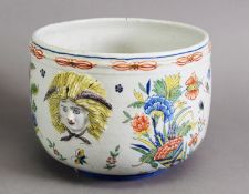 LARGE 19TH CENTURY DELFT POLYCHROME JARDINIERE, decorated in the 'rock & peony' pattern adorned with