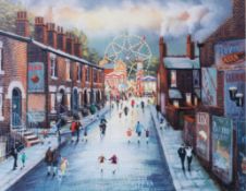 BERNARD MCMULLEN (b.1952) ARTIST SIGNED LIMITED EDITION COLOUR PRINT Fairground at the end of a