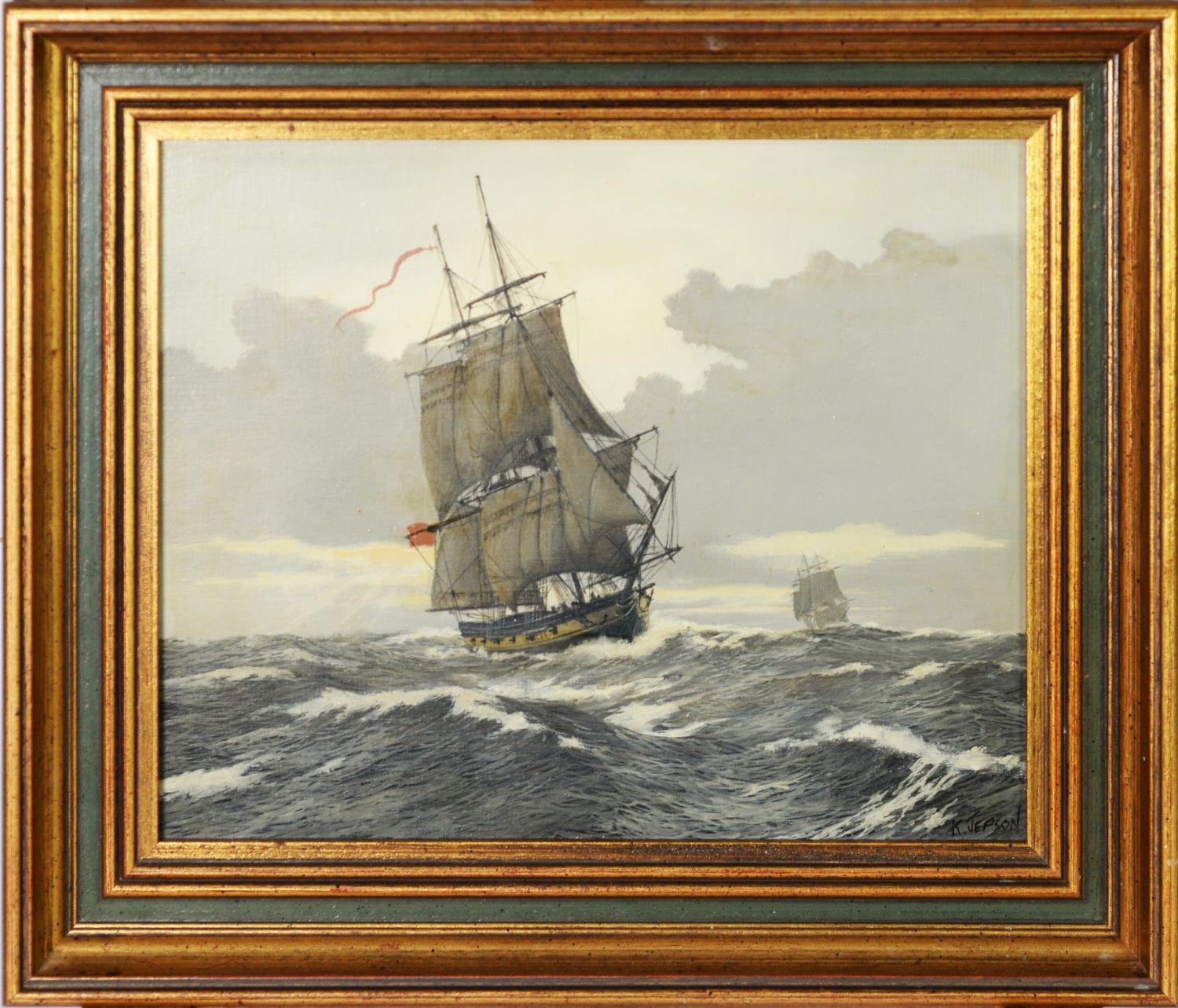 KENNETH JEPSON (1932-1998) OIL PAINTINGS ON BOARD, SUITE OF FOUR 'HMS Victory', 'Frigate - Image 2 of 6