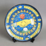 MINTONS OUTSIDE DECORATED MASONIC PORCELAIN PLATE, decorated with a handshake, skull and a heart