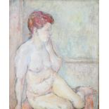 UNATTRIBUTED OIL PAINTING ON BOARD Nude female figure 23 1/2in x 19in (60 x 48cm)