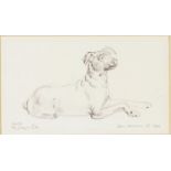 JOHN NEWBERRY (b.1934) PEN DRAWING Study of a recumbent dog after a marble sculpture by Joseph