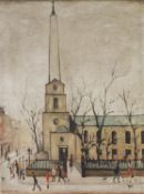 L.S. LOWRY (1887-1976) Signed, limited edition colour print 'St. Luke's Church', London Signed to
