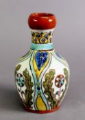 LATE 19TH CENTURY DELLA ROBIA BOTTLE VASE, of terracotta decorated in polychrome tin glazes,