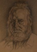 EDWARD RIDLEY (1883 - 1946) PENCIL DRAWING ON BUFF PAPER Portrait of an elderly bearded man Signed