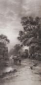 AFTER EDWARD KEENE PAIR OF BLACK AND WHITE PHOTOGRAVURES ‘Road from the Moors’ ‘End of the