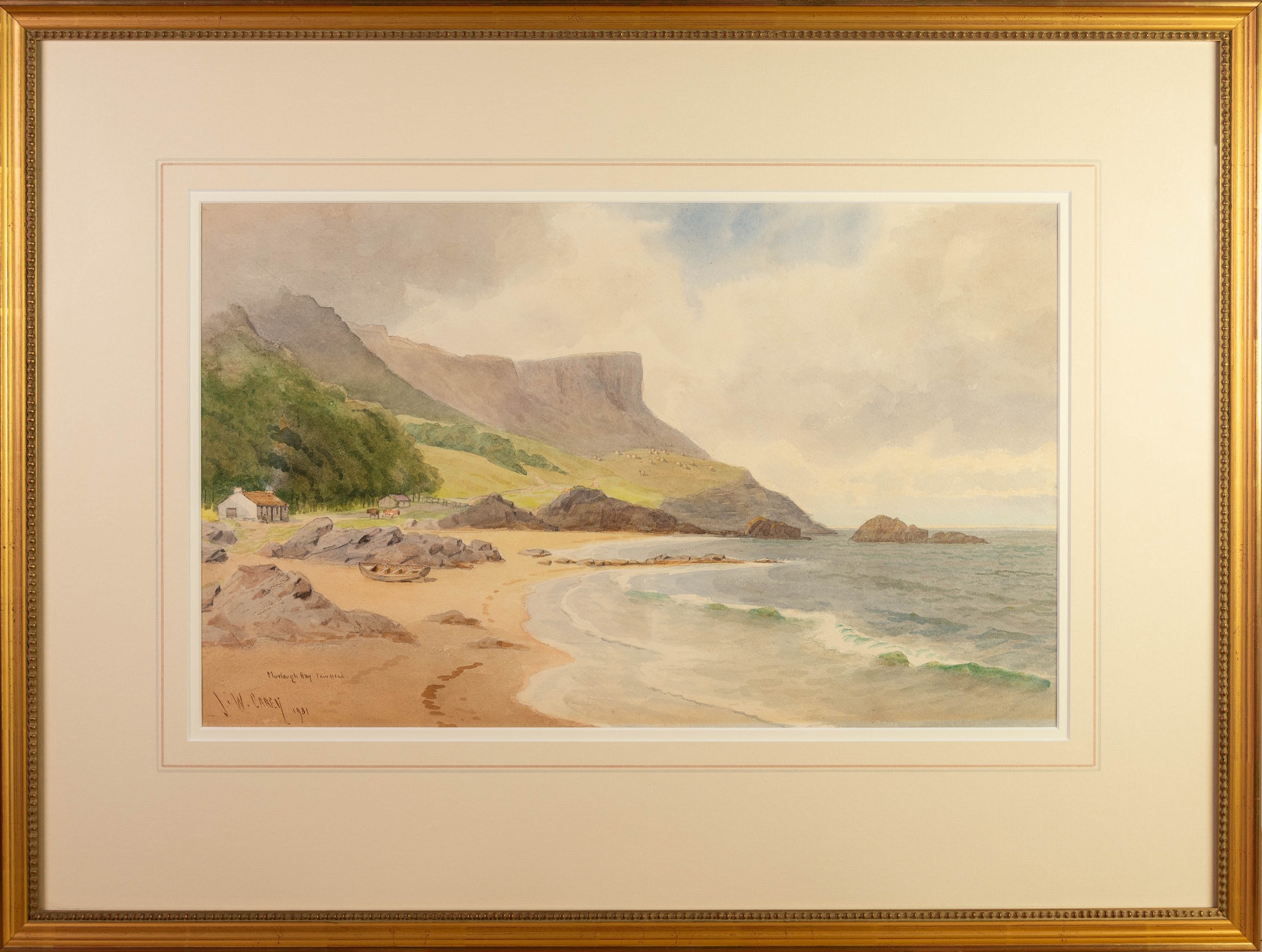 JOSEPH WILLIAM CAREY (1859 - 1937) WATERCOLOUR DRAWING Murlough Bay, Fairhead (N. Ireland) Signed, - Image 2 of 2