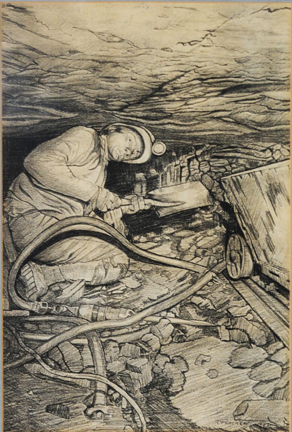 RODERICK B THACKRAY (Twentieth Century) FOUR PENCIL DRAWINGS Coal Mining subjects Each signed, three