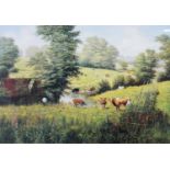 W.R.MAKINSON ARTIST SIGNED LIMITED EDITION COLOUR PRINT Cattle at water (357/500) no certificate