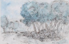 ALLEN FREER (b.1926) TWO PEN & INK WITH WATERCOLOUR WASH STUDIES Eeach signed in pencil and dated