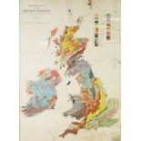 FRAMED GEOLOGICAL MAP OF THE BRITISH ISLES by E B Bailey, 3rd edition 1939 31in x 22 1/2in (78.5 x