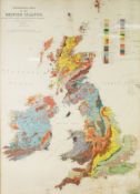FRAMED GEOLOGICAL MAP OF THE BRITISH ISLES by E B Bailey, 3rd edition 1939 31in x 22 1/2in (78.5 x