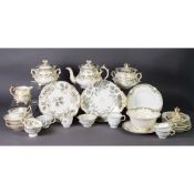 A QUANTITY OF EARLY TO MID 19TH CENTURY ROCKINGHAM AND SIMILAR TEA WARES, including tea pot, two
