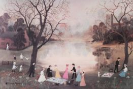 HELEN BRADLEY ARTIST SIGNED LIMITED EDITION COLOUR PRINT ‘The Picnic’ 16” x 23 ¼” (40.6cm x 59cm)