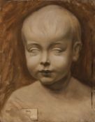 EDWARD RIDLEY (1883 - 1946) MONOCHROME OIL PAINTING ON CANVAS Bust portrait of a child Unsigned 10in