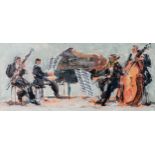 BERNARD ROOKE (1938) MIXED MEDIA Classical musical instrumental quartette Signed in pencil lower