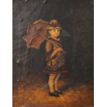 SCHUBERT (Twentieth Century) OIL PAINTING ON CANVAS Little girl with parasol Bearing signature lower