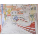COLIN TREVOR JOHNSON (b.1942) THREE PENCIL AND WATERCOLOURS ‘Burano, Nr Venice’ Signed, titled and