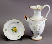 LATE 18TH CENTURY MEISSEN PORCELIAN NEO-CLASSICAL MONOPOD COFFEE POT, with flattened spout over a