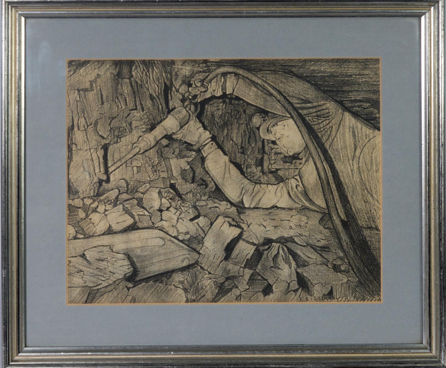 RODERICK B THACKRAY (Twentieth Century) FOUR PENCIL DRAWINGS Coal Mining subjects Each signed, three - Image 3 of 8