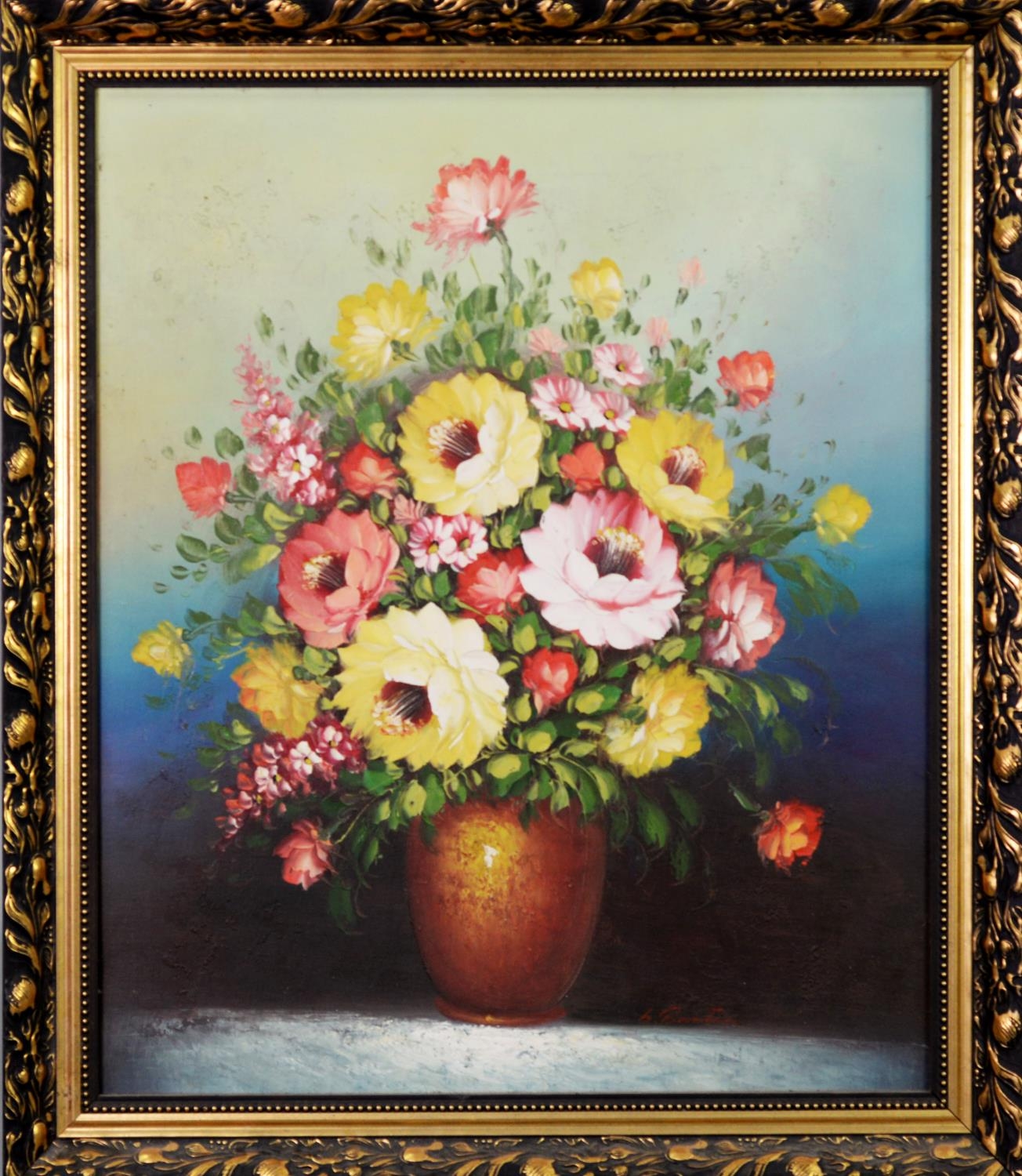 UNATTRIBUTED (TWENTIETH/ TWENTY FIRST CENTURY) OIL PAINTING Flowers in a vase Indistinctly signed 23 - Image 2 of 2