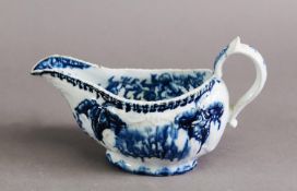 LATE 18TH CENTURY DERBY SOFT PASTE PORCELAIN SAUCE BOAT, with moulded decoration in the form of