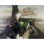 P H MARRINER (Twentieth Century) OIL PAINTING ON CANVAS The Flying Scotsman believed to be at
