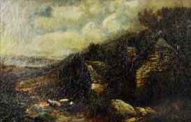 BRITISH SCHOOL (Nineteenth Century) OIL PAINTING ON CANVAS 'A Welsh Farm' Unsigned, titled on the