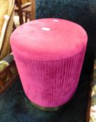 PINK VELOUR DRUM STOOL, 14" (35.5CM) DIAMETER