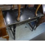 LATE VICTORIAN AESTHETICS EBONISED CONSOLE TABLE, WITH SPINDLE APRON, ON TURNED LEGS, 3' (91.5cm)