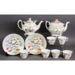 EIGHT PIECE NINETEENTH CENTURY HILDITCH & SONS PORCELAIN PART TEA SERVICE, printed and painted in