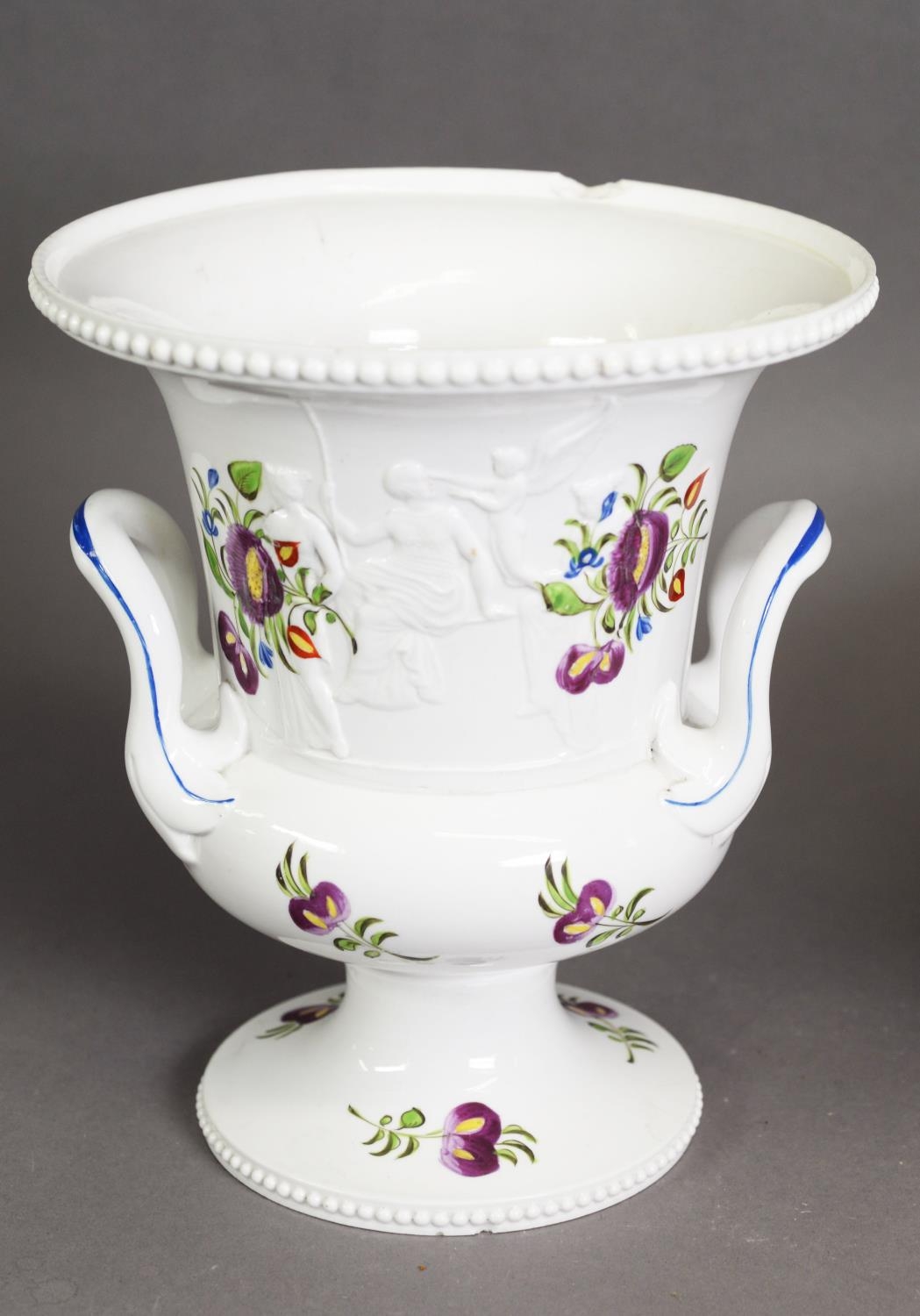 NINETEENTH CENTURY CONTINENTAL PORCELAIN LARGE TWO HANDLED TUREEN, of circular, footed form with - Image 2 of 2